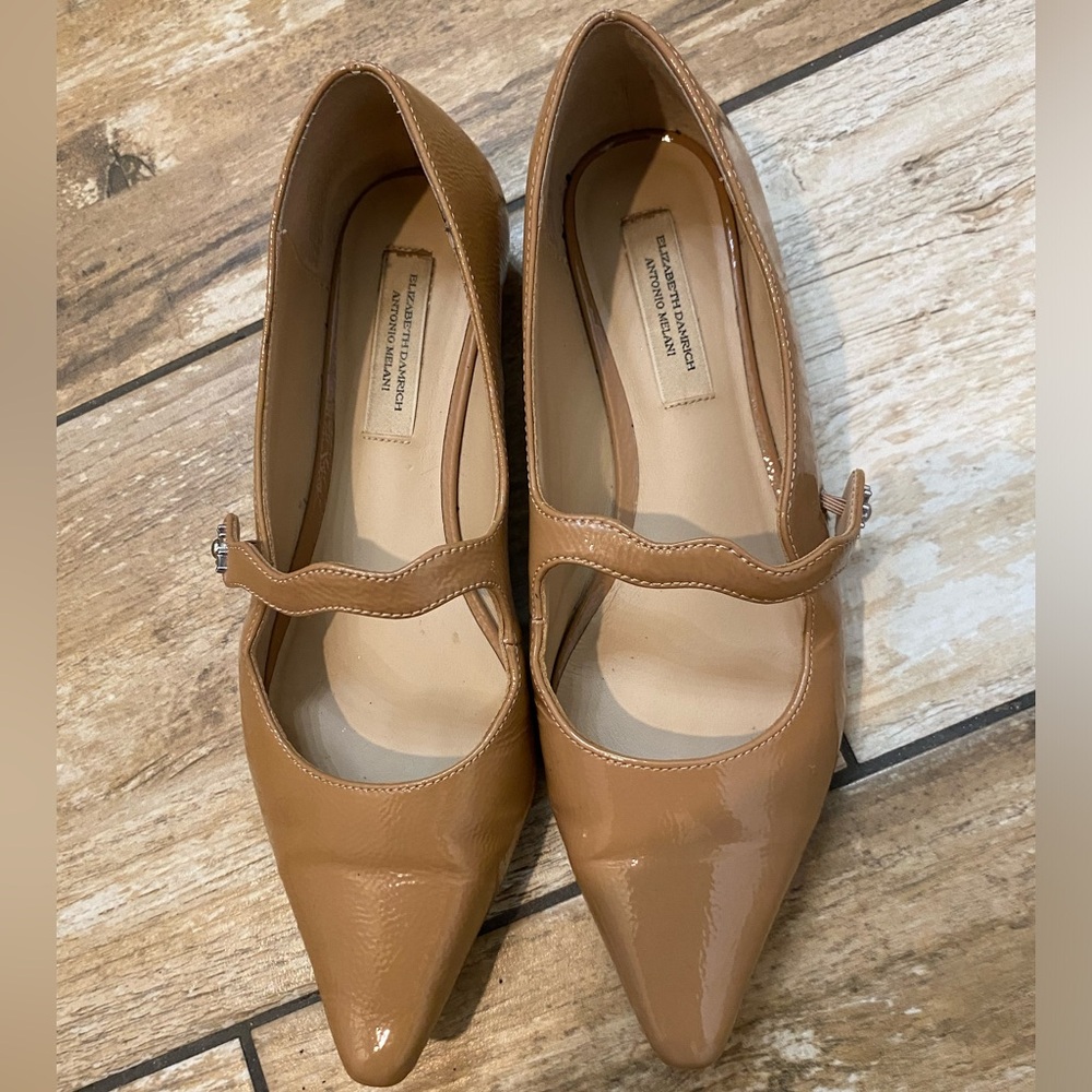 Antonio Melani x Elizabeth Damrich Livi Pointed Toe Patent Leather Flats Sz 6.5